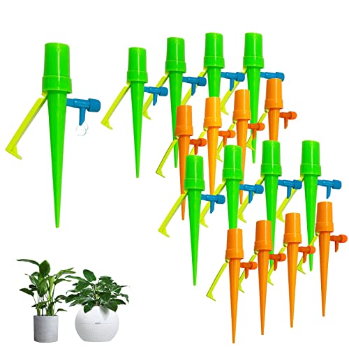 Automatisches Bewässerungsset - QILUCK 16-teiliges verstellbares Topfblumen-Bewässerungssystem mit langsamem Steuerventil für Gartenzimmerpflanzen oder Gemüse