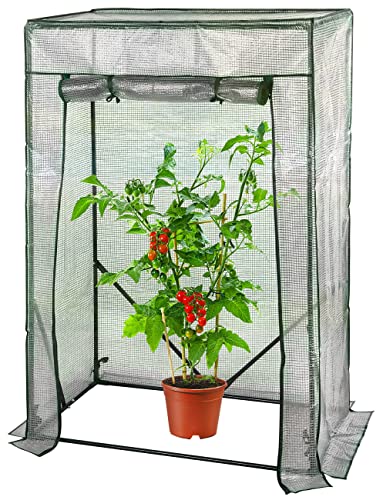 Royal Gardineer Tomatenhaus: Tomaten-Folien-Gewächshaus, aufrollbare Tür, 100 x 150 x 50 cm, weiß (Anzuchtgewächshaus)