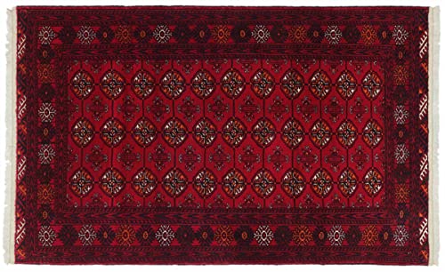RUG PRINCE Afghan Teppich 80x150 Handgeknüpft Rot Geometrisch Orient Kurzflor Wohnzimmer c