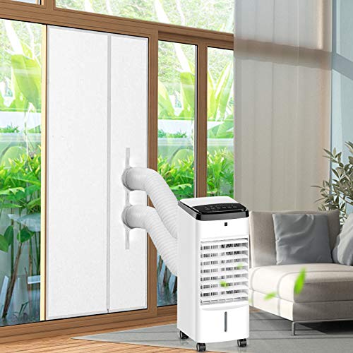 LADYSON Türdichtungsset für mobile Klimaanlage, Luftaustauschschutz mit Reißverschluss für mobile Klimaanlage Wäschetrockner, geeignet für Balkontüren und Terrassentüren, Heißluftstopper