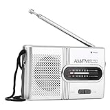 Tragbares Radio, VBESTLIFE AM FM-Radiospieler mit 2 AA-Batterien (Nicht im Lieferumfang enthalten), Miniradio mit integriertem Lautsprecher, Silber
