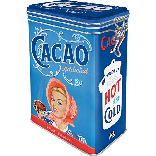 Nostalgic-Art 31114 Retro Kaffeedose Cacao Addicted – Geschenk-Idee für Kakao-Fans, Blech-Dose mit Aromadeckel, Vintage Design, 1,3 l