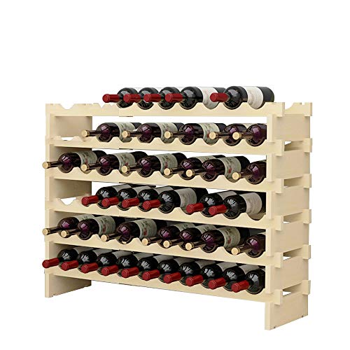 SogesHome Weinregal Stapelbares Weinregal 6-Tier Weinlagerung für 60 Flaschen,Weinständer Flaschenständer,Weinlagerschrank aus Holz,SH-BY-WS002