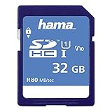 Hama Speicherkarte SDHC 32GB (SD-3.01-Standard, 80 MB/s, Class 10, Datensicherheit dank mechanischem Schreibschutz, Beschriftungsfeld)