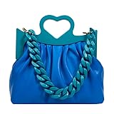 Miyabitors Holzgriff Handtasche Damen Designer Leder Umhängetasche für Damen Clutch Bag Umhängetaschen   Damenhandtaschen Blueshoulderbag