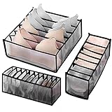 3 Stück Schubladen Organizer ANBOBAY Faltbare UnterwäSche-Aufbewahrungsbox für Schals Unterwäsche Hosen Socken BHs Leggings T-Shirts und Krawatten (Schwarz-3 set)