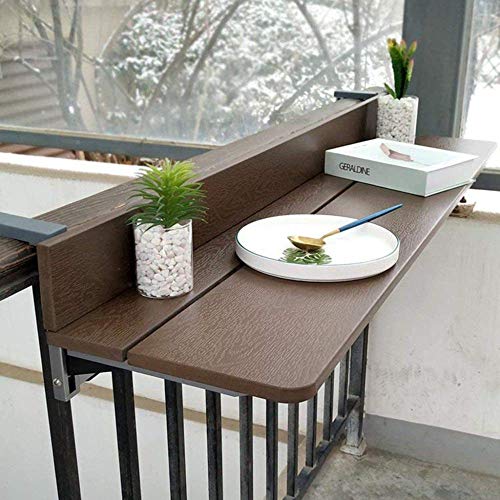 ZAKSEM Hängeklapptisch 120 27 cm Verstellbarer Balkon Laptoptisch Hochklappbarer Esstisch Gartentisch mit Terrassenmöbel