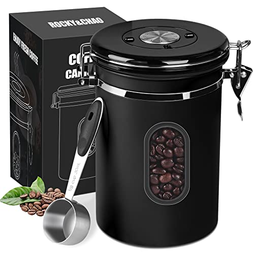 Kaffeedose Luftdicht aus Edelstahl 1,8L Kaffeebhnen Behälter Vorratsdose für Tee Nüsse Kakao Länger und Frisch Bleiben