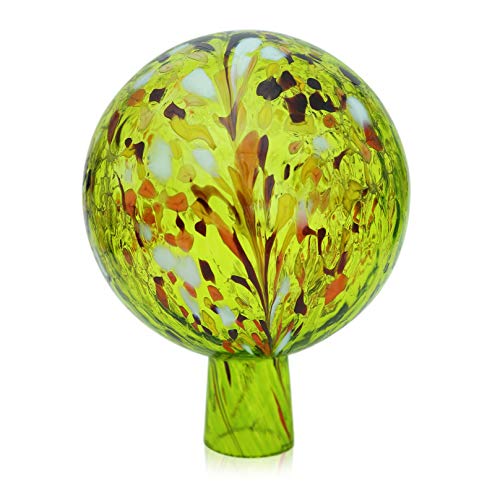 Lauschaer Glas Gartenkugel Rosenkugel aus Glas mit Granulat zitronengelb h 19cm, d 15cm mundgeblasen handgeformt