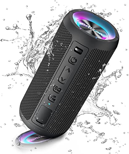 Ortizan Bluetooth Lautsprecher mit Licht, Musikbox Tragbarer Bluetooth Box mit IPX7 wasserdicht, Dualen Bass-Treibern, 30h Akku, Freisprechfunktion für Phone, Draußen