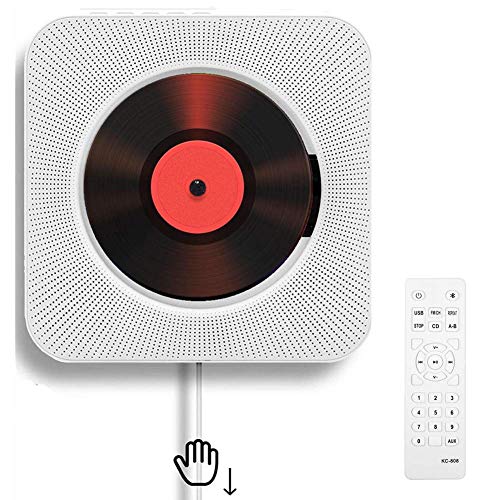 Tragbarer CD-Player mit an der Wand montierbaren Bluetooth-HiFi-Lautsprechern, Home-Audio-Boombox mit Fernbedienung FM-Radio USB-MP3-3,5-mm-Kopfhörerbuchse AUX-Eingang / -Ausgang mit Zugschalter