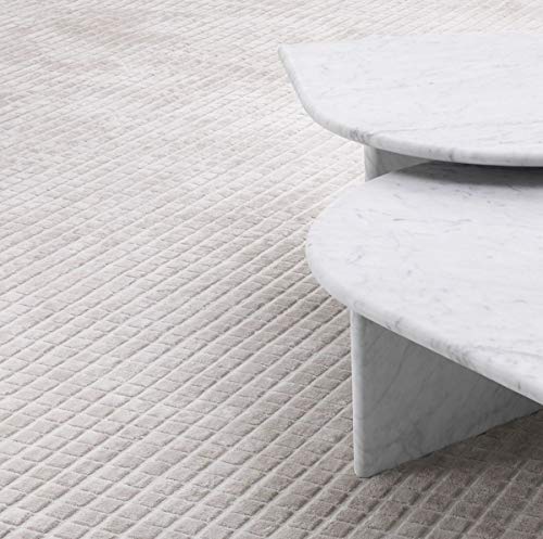 Casa Padrino Luxus Wohnzimmer Teppich Silber Sandfarben 200 x 300 cm - Moderner handgewebter rechteckiger Viskose Teppich - Luxus Qualität, Grösse Teppich:200 x 300 cm