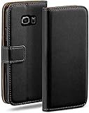moex Klapphülle für Samsung Galaxy S6 Edge Hülle klappbar, Handyhülle mit Kartenfach, 360 Grad Schutzhülle zum klappen, Flip Case Book Cover, Vegan Leder Handytasche, Schwarz