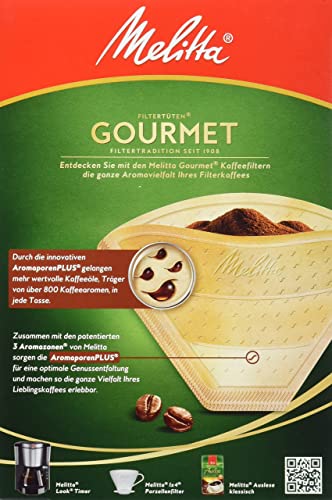 Melitta Gourmet Filtertüten, AromaporenPlus, Naturbraun 1er pack