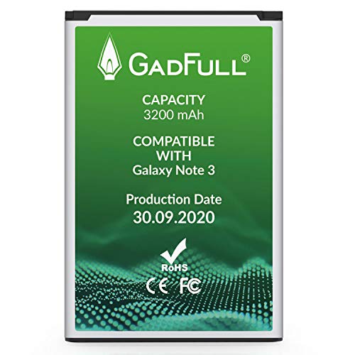 GadFull Akku für Samsung Galaxy Note 3 | 2020 Baujahr | Entspricht dem Original EB-B800BE | Lithium-Ionen-Akku der Modelle GT-N9000 GT-N9005 GT-N 9006 GT-N9009 | Ersatz Handy-Akku für Ihr Smartphone