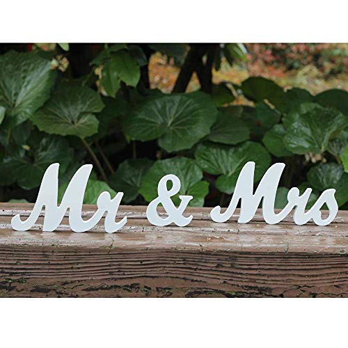 Amajoy MR & MRS Holzbuchstaben Hochzeit Tischdeko vorhanden weiß