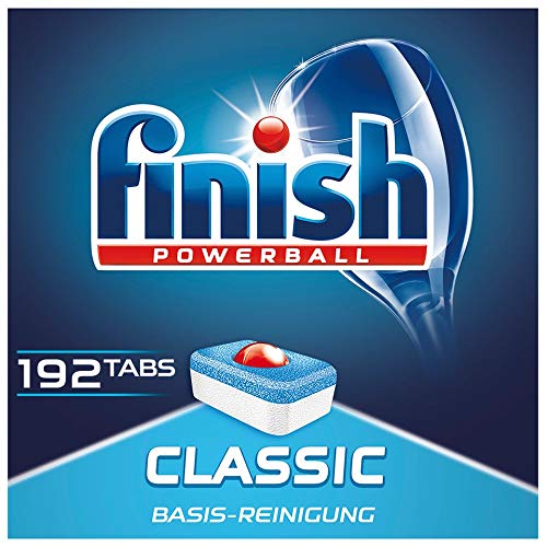 Finish Classic Spülmaschinentabs, phosphatfrei – Geschirrspültabs mit Powerball für die Basis-Reinigung des Geschirrs – Für 3 Monate – Gigapack mit 192 Finish Tabs