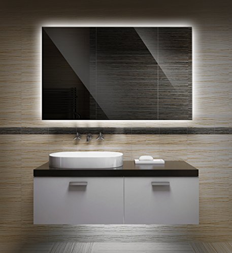 Bilderdepot24 Badezimmerspiegel mit Beleuchtung LED Spiegel - 80x60 cm -Badspiegel mit Licht - Design Spiegel für Bad und Gäste WC hinterleuchtet - beleuchteter Wandspiegel Rahmenlos - OZ-LED
