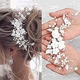 WiDream Silber Kristall Stirnband, Blume Blatt Kopfschmuck, Hochzeit Haarschmuck für die Braut, Haarschmuck für Frauen und Mädchen