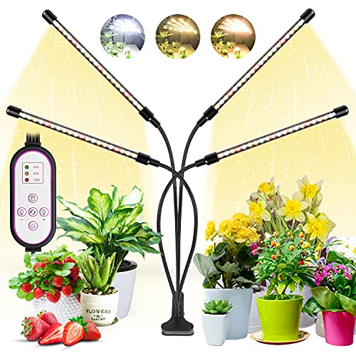 WOLEZEK Pflanzenlampe LED, Pflanzenlicht, 80 LEDs Pflanzenleuchte 3000K 5000K 660nm Wachsen licht Vollspektrum für Zimmerpflanzen mit Zeitschaltuhr, 10 Arten von Helligkeit &3 Lichter Modi für Gemüse