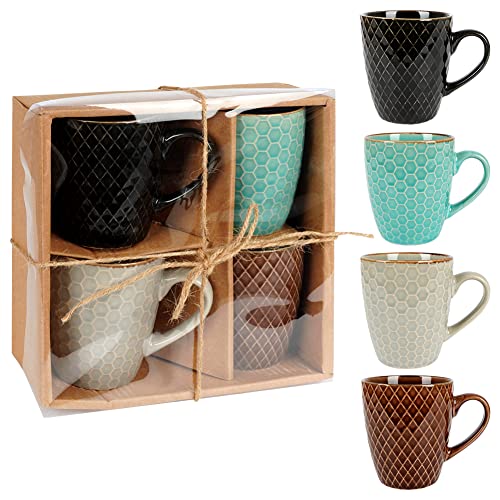 ORION GROUP Tasse aus Keramik | 250 ml | 4er-Set | Dekorierte Tassen in Geschenkverpackung | Perfekt zum verschenken