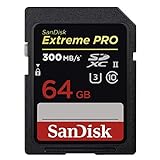 SanDisk Extreme PRO 64 GB SDXC-Speicherkarte bis zu 300 MB/Sek, UHS-II, Class 10, U3