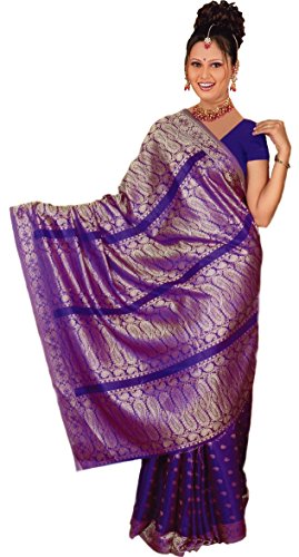 Trendofindia Indischer Bollywood Fashion Sari Stoff Damenkostüm Kleid Dunkel Lila CA107