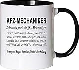 Mister Merchandise Kaffeebecher Tasse Kfz-Mechaniker Definition Geschenk Gag Job Beruf Arbeit Witzig Spruch Teetasse Becher Weiß-Schwarz