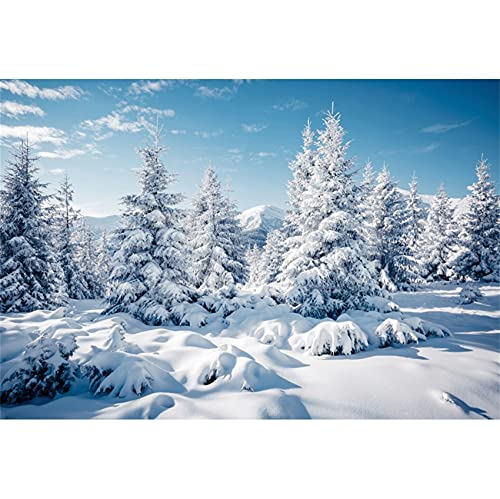 Winter Schnee Hintergrund 270x180cm Kiefer Wald Schnee Berg verschneit Landschaft Fotografie Hintergrund Winterurlaub im Freien Wald Schnee Hintergründe für Weihnachten Dekor