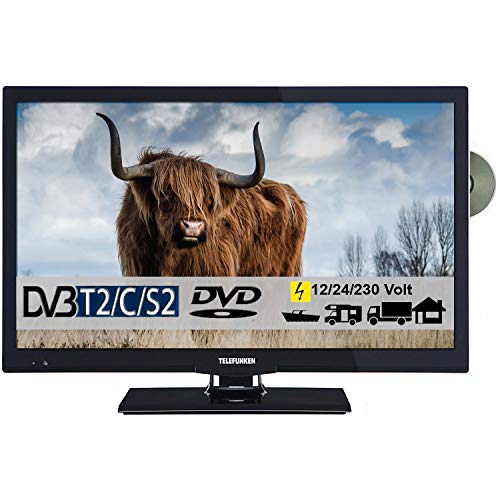 TELEFUNKEN D22F342A Full HD LED Fernseher 22 Zoll 55 cm TV mit DVD DVB-S/S2, DVB-T2, DVB-C, USB, 230V / 12 Volt Fernseher
