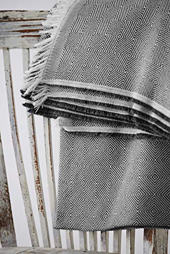 Textilhome - Bettüberwurf, Mehrzweck/Plaid 180 x 285cm Dante - Eignet Sich als Sofaüberwurf und auch als Tagesdecke. Farbe Schwarz