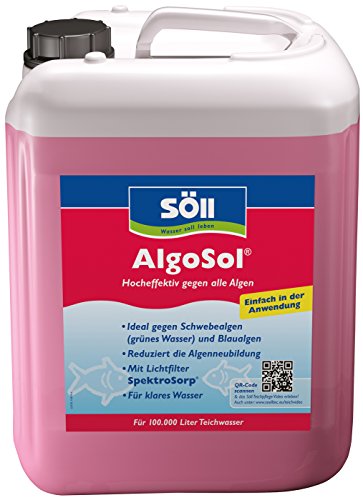 Söll 80427 AlgoSol Teichpflege gegen Algen im Teich 5 l - hocheffektives Teichpflegemittel Algenmittel mit Lichtfilter gegen Teichalgen Schwebealgen Blaualgen