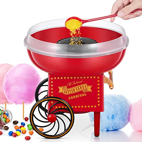 HOUSNAT Zuckerwattemaschine für Zuhause 500W Rot Cotton Candy Machine, Retro Style Design, Tolles Geschenk für Geburtstagsfeiern, Kindertag und Weihnachten
