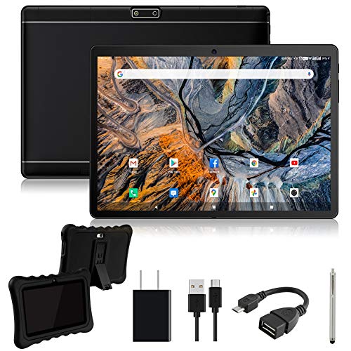 Tablet 10.1 Zoll 3G Telefon Tablett, 32GB ROM,Zwei SIM Karte Slot,dual 5MP Kamera, WiFi Bluetooth GPS OTG Quad Core HD Touchscreen 3G Telefonanrufen ZONKO Tablet mit schutzhülle & Stift Schwarz
