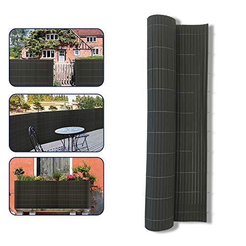 UISEBRT Sichtschutzmatte PVC Sichtschutzzaun Windschutz Sonnenschutz für Balkon, Garten und Terrasse, 180x1000cm, Grau