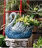 Rishx Beautiful Blue Swan Big Pflanzentöpfe for Balkonpflanztöpfe Bonsai Garten Flowerpot Big Blumentopf Große Bodenvasen Dekorative Garten Ornamente Geschenke (Größe : L-52x27x49CM)