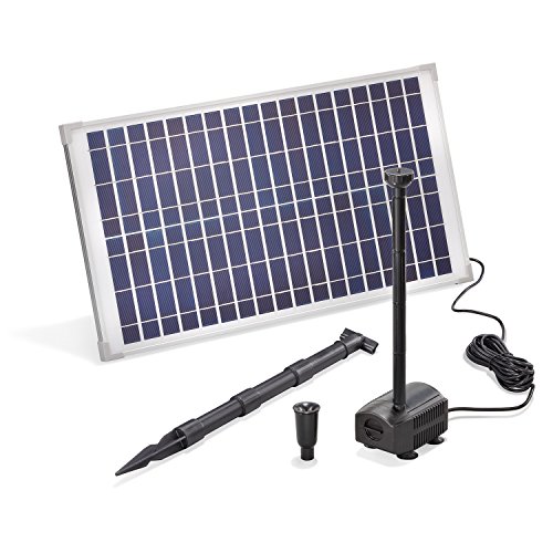 Solar Teichpumpe 25 Watt Solarmodul 875 l/h Förderleistung 2,4 m Förderhöhe esotec Professional Produktserie Komplettset Springbrunnen Gartenteich, 101913