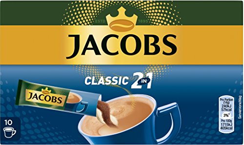 Jacobs Kaffeespezialitäten 2 in 1, 10 Sticks mit Instant Kaffee für 10 Getränke
