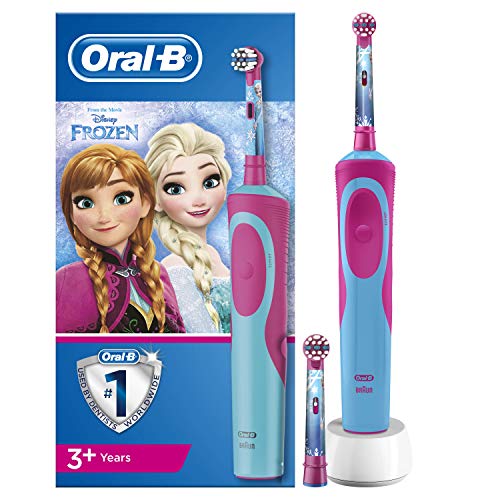 Oral-B Elektrische Zahnbürste, 1 Disney Eiskönigin Griff mit Braun-Technologie, 2 Ersatzteile, geeignet für Kinder ab 3 Jahren