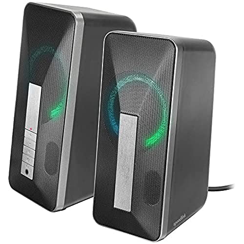 Speedlink LAVEL Stereo Speaker - Lautsprecher für PC mit Bluetooth und Klinkenanschluss -dezente LED-Beleuchtung, schwarz