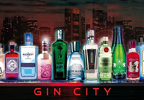 1art1 Bars Gin City, 3-Teilig Fototapete Poster-Tapete 360x250 cm