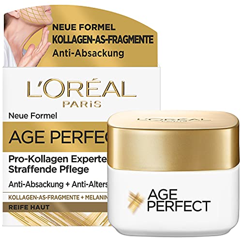 L'Oréal Paris Straffende Tagespflege für reife Haut, Anti-Aging Feuchtigkeitspflege gegen Altersflecken, Für reife Haut, Mit Kollagen-AS-Fragmenten, Age Perfect Pro-Kollagen Experte, 50 ml