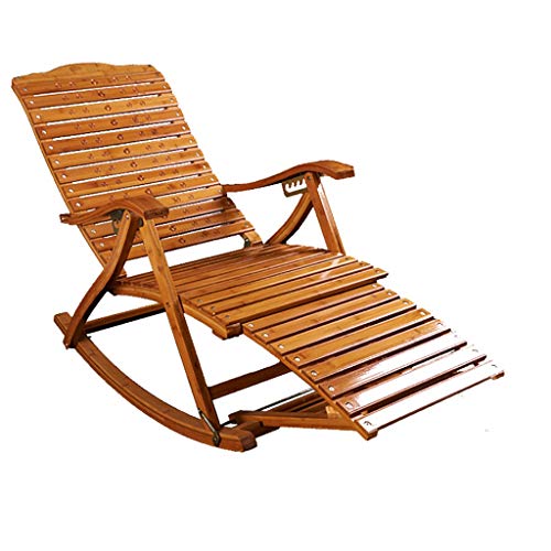 ZXFDMSWJ Tragbarer Bambus-Schaukelstuhl, klappbarer Schaukelstuhl, Balkon-Liegestuhl für Erwachsene, Nickerchen-Stuhl, Holzstuhl