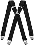 Decalen Hosenträger für Herren breit extra starken 4 cm mit 4er Clips X Form lange für Männer und Damen Hose (Schwarz)