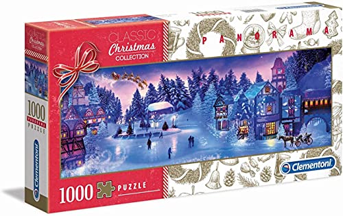 Clementoni 39582 Panorama Christmas Collection – Puzzle 1000 Teile ab 9 Jahren, Erwachsenenpuzzle mit Panoramabild, Geschicklichkeitsspiel für die ganze Familie, ideal als Wandbild