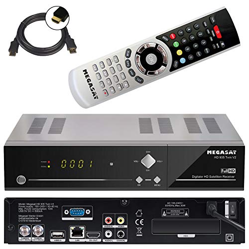 Megasat HD 935 Twin V2 HD-SAT-Receiver Aufnahmefunktion, Ethernet-Anschluss, Twin Tuner Anzahl Tuner, 201130, Schwarz