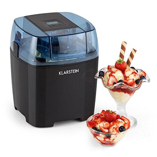 Klarstein Creamberry - Eismaschine, Speiseeismaschine, 4-in-1-Eisbereiter, Zubereitung in 20 Minuten, 1,5 Liter Fassungsvermögen, Thermobehälter, stromsparend, schwarz