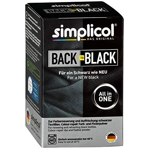 simplicol Farberneuerung Back-to-Black, Schwarz: Farbauffrischung und -Erneuerung in der Waschmaschine, Hautfreundlich, All-in-1 DIY Färbemischung mit Textilfarbe für Stoffe