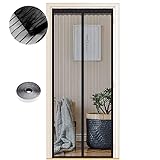Fliegengitter Tür Magnet Insektenschutz, Verschiedene Größen, 85 x 210cm, Magnetvorhang ist Ideal für Balkontür Wohnzimmer und Terrassentür, Ohne Bohren, Schwarze Streifen