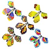 QINREN 20 Stück Flying Butterfly Toy Set, Wind Up Butterfly Toy Gummiband Powered Butterfly Bright Colors Magische Schmetterlingskarte Wind Up Butterfly Toy für große Überraschung Geburtstag Hochzeit